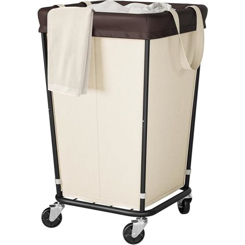160L Laundry Basket with Wheels, 2-section Rolling Laundry Basket, Large Laundry Hamper with Wheels, Rolling Laundry Hamper Clothes Hamper for Home, Bathrooms and Dorm(Beige)