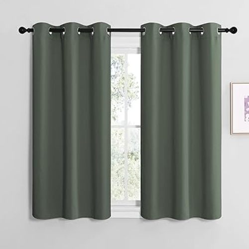 NICETOWN Blackout Curtain Panels, Home Decoration Thermal Insulated Solid Grommet Blackout Drape for Dining Room (Dark Mallard, 1 Pair, 42 by 50-Inch)