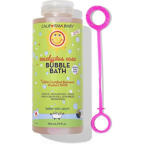 California Baby Eucalyptus Bubble Bath | 100% Plant-Based Kids Bubble Bath | Soothing Baby Bubble Bath | Free Bubble Wand Inside | 384 mL / 13oz