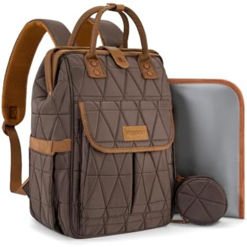 Montana West Wrangler Diaper Bag Backpack Baby Essentials Bag Quilted Travel Backpacks with Insulated Pockets, Portable Changing Pad, Stroller Straps, Pacifier Case