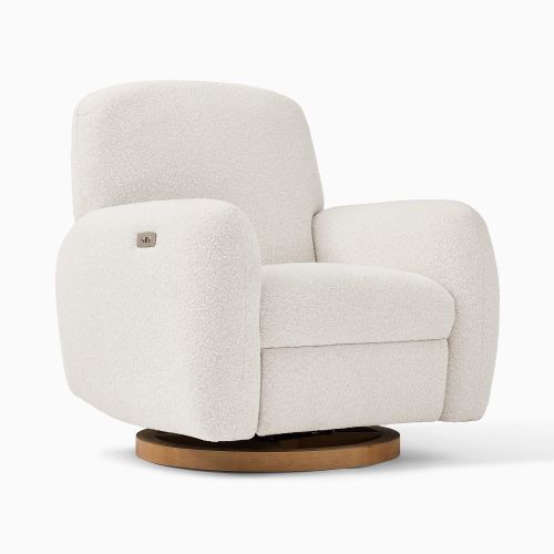 Elora Swivel Glider Recliner, Power, Performance Chunky Boucle, White