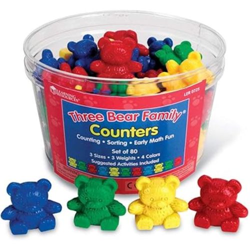 Learning Resources Bear Counters Set, Counting, Color & Sorting Toy, Set of 80, Ages 3+, Multicolor