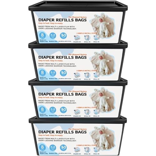 Diaper Pail Refills Bags Compatible with Genie Easy Roll Signature Diaper