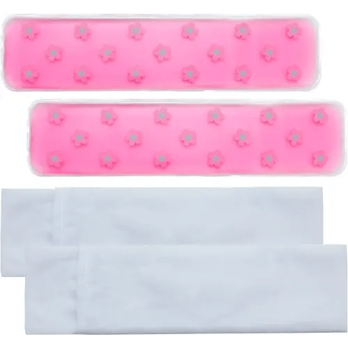 Reusable Perineal Ice Pack for Postpartum and Hemorrhoid Pain Relief, Hot and Cold Ice Pack for Women After Pregnancy, 2 Ice Packs and 2 Washable Sleeves. (Pink Flower)