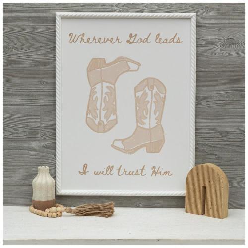 Trust God Cowboy Boots Wood Wall Decor