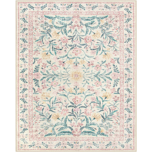 Kaldi Kaldi Oriental Botanical Floral Machine Washable Area Rug with Non-Slip Backing for Living Room, Dining Room, Bedroom