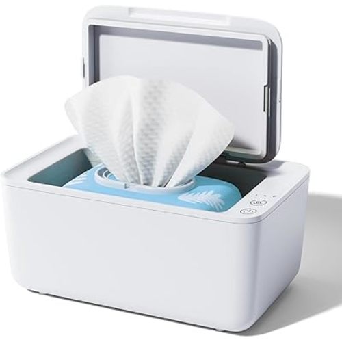 Baby Wipe Warmer, Wipe Warmer and Baby Wet Wipes Dispenser, Wipes Warmer for Newborn Baby Evenly Heated, Portable Wipe Warmer Smart Control, Diaper Warmer Large Capacity Wipe Dispenser Nursery (White)