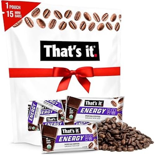That’s it. Organic Energy Coffee Mini Bars - (1 Mini Bar = 1 Cup of Coffee) Grab and Go, No Added Sugars, Non-GMO, Caffeine Power Snack, Kosher, Allergy Friendly (Mocha Coffee - 15 Count)
