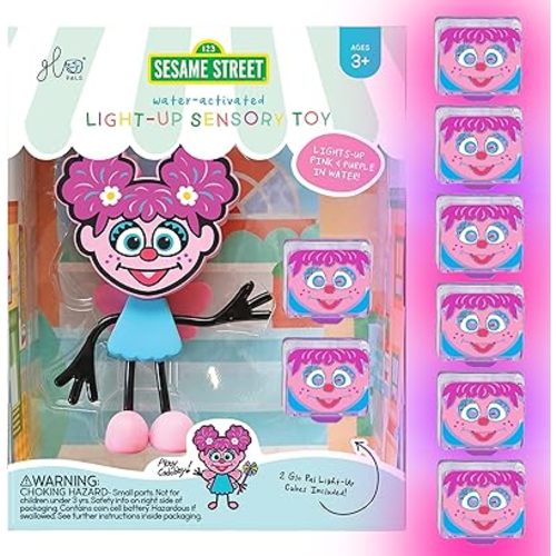 Glo Pals x Sesame Street Water-Activated Light-Up Cubes for Sensory Play (Abby Cadabby - Cubes with Character) - Valentine Day Gift