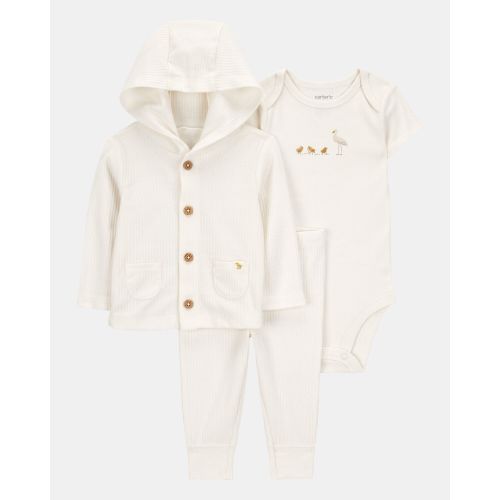 Baby 3-Piece Chick Little Cardigan Set - Ivory