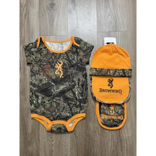Browning Baby's Buckmark Orange Blue 4 Piece Set Size 18M
