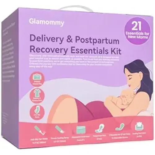 Upgraded Postpartum Recovery Essentials Kit for Women, Nursing Gown, Luggage Bags, Socks, Peri Bottle, Cooling Spray, Disposable Underwear, Postpartum Pads, Hot&Cold Packs, Cooling Liners