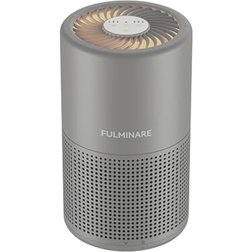 FULMINARE Air Purifiers for Bedroom H13 True HEPA Air Filter, Quiet Air Cleaner With Night Light, Portable Small Air Purifier for Home, Office, Living Room (Gray)