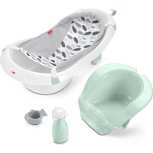 Fisher-Price Baby To Toddler Bath 4-In-1 Sling ‘N Seat Tub With Removable Infant Support And 2 Toys, Climbing Leaves [Amazon Exclusive]