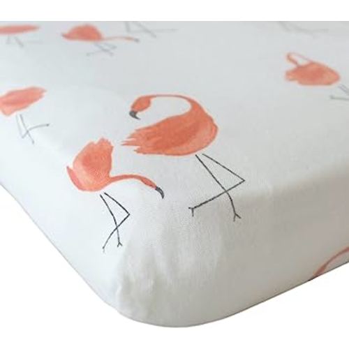 Baby Changing Pad Cover Set Muslin, Portable Contoured Diaper Change Pad Sheet for Boys and Girls by Vlokup, Flamingo