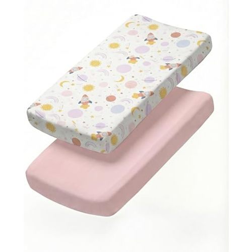 Changing Pad Cover - Pack of 2 Diaper Change Sheets - 32x16in, Space Girl