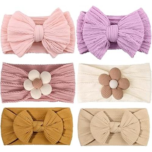 Baby Headbands 6Pcs Soft Stretchy Hair Accessories 3 Shapes for More Choice