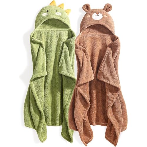 Toddler Bath Towel Baby Bath Towels Hooded Kids Towel for Boy Girl 0-5 Year, 2-Pack Thick Absorbent Toddler Towels Baby Towels with Hood, Large 50''x32''