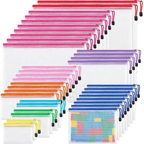 JARLINK 18 Pack 8 Sizes Mesh Pouch, 9 Colors, Zipper File Bags Document Multipurpose Travel Bags for Office, School, Board Game, Puzzles, Cosmetics, Travel Accessories, and Home Organize