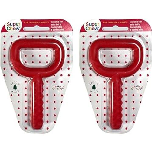 Chewy Tubes, 2 Pack - Red Super Chews - Pediatric and Adult Sensory Treatment Tool