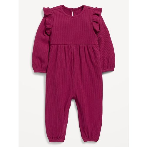 Long-Sleeve Rib-Knit Ruffle-Trim Jumpsuit for Baby