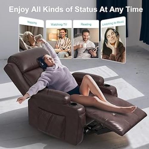 SQUEBILIFE Relaxing Chair, TV Chair, Electrically Adjustable Massage Chair with Heat Function, Reclining Function, Footrest, 2 Side Pockets, Drink Holder, Type C & USB Ports, TV Chair for Living Room : Amazon.de: Home & Kitchen