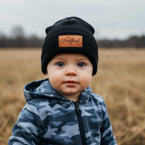 Personalized Name Beanie Hat – Custom Engraved Winter Hat for Newborn, Baby, Infant, Toddler, Kids
