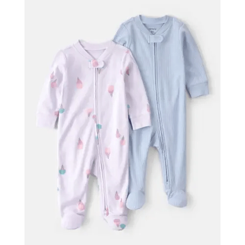 Baby Girl 2-Pack Ice Cream Sleep & Play Pajamas - Purple/Blue | Carter's