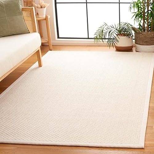 Safavieh Palm Beach Collection Area Rug - 6' x 9', Ivory, Geometric Design, Wool, Ideal for The Living Room, Bedroom, Dining Room (PAB619A-6)