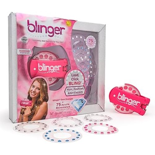 blinger® Diamond Collection Starter Kit | Gem Stamper & 75 Rhinestones | Instantly Add Sparkle to Your Hair | Simply Load, Click, Bling® | Bedazzler Kit for Hair, Clothes & Crafts (Dreams)