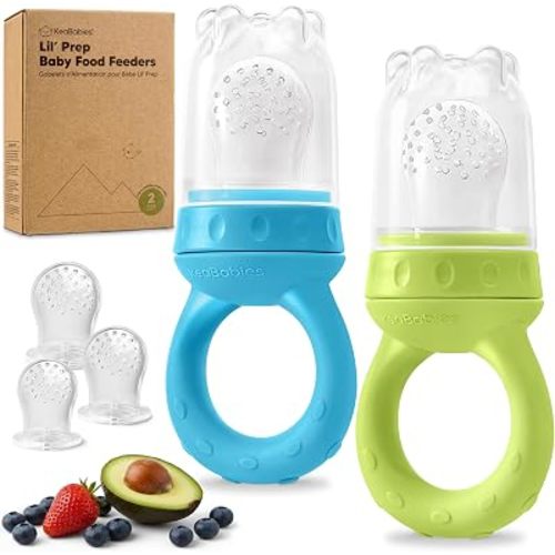 KeaBabies Baby Fruit Feeder 2pk, Silicone Baby Food Feede (Cloud Nine)