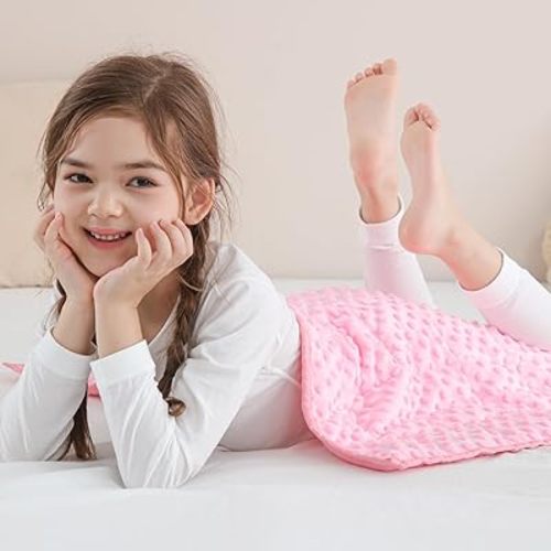 Sivio Weighted Lap Blanket, Minky Dots Weighted Blanket,Soft and Cozy Cooling Heavy Blanket, Calm and Nap, School and Home,2lbs 20 x 30inches, Pink