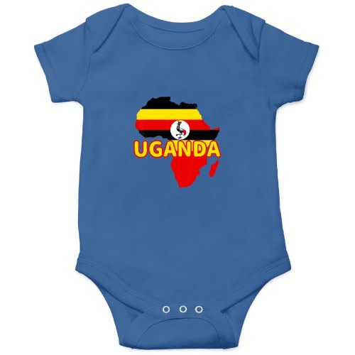 Uganda ugandan pride flag map africa print Onesies Kids's Short Sleeve Onesie 12M Royal sold by Tesha3182755 | SKU 176228623 | Printerval