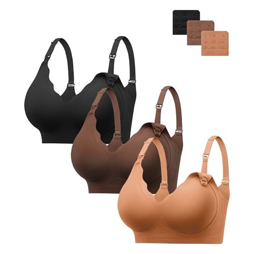 HBselect Nursing Bras for Breastfeeding 3PCS Comfort Jelly Maternity Bras Seamless Wireless Push Up Pregnancy Bralettes