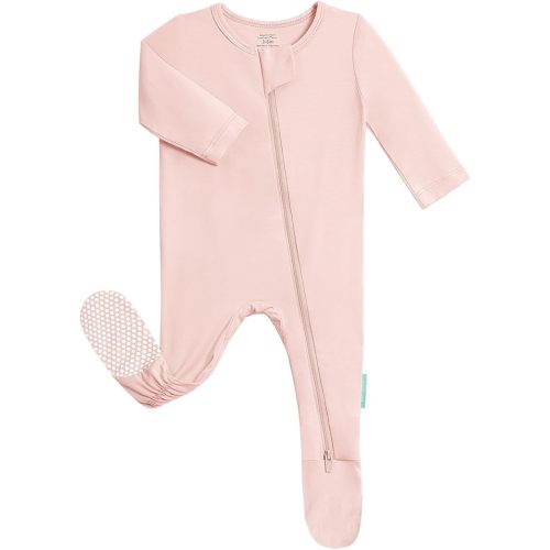 Baby Zipper Footie Pajamas, Supersoft Bamboo Rayon Baby Footed Pjs Boy Girl 0-3-6-9-18-24 Month Coverall Sleepers