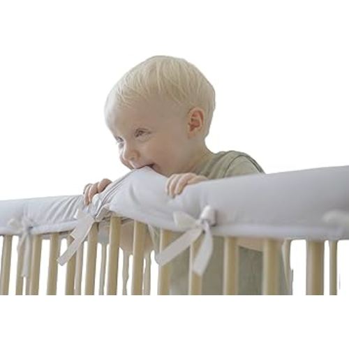 Wazzo Baby Crib Rail Edge Cover Protector Teething Guard Wrap 4 PCS (2 Front + 2 Side) - Easy Install - Front Cover 51" L x 7" W - Side Cover 27.5" L x 7" W.