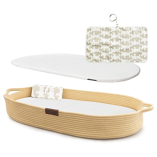 Yunioo Baby Changing Basket, Portable Diaper Changing Pad, Moses Basket for Newborns, Changing Table Topper for Baby Nursery, Waterproof Travel Pad Cover