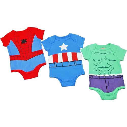 Magic Threadz Disney Clothes Baby Boys 3-Pack Bodysuits – Mickey, Toy Story, Pooh, Avengers, Pixar Newborn Outfit Set (0M-9M)