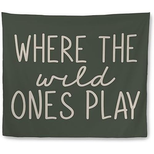 Mcehtle Boho Nursery Tapestry, Kids Wall Tapestries, Green Boy Nursery Wall Hanging Decor for Kids Boys Toddler Room Bedroom Playroom Classroom, 50x60 Inch