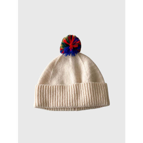 Pom Pom Beanie in Ivory