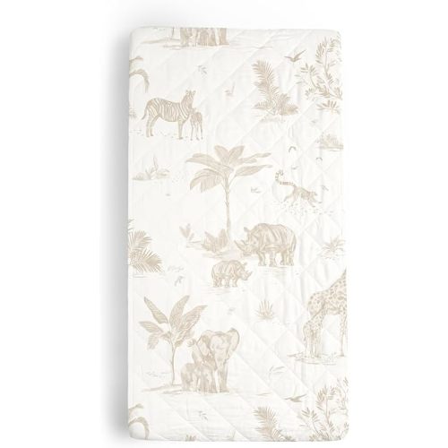 Makemake Organics Organic Changing Pad Cover GOTS Certified Organic Cotton Changing Table Cover Non Toxic Quilted Ultra Soft Girls Boys Animal Nursery (16"x33", Safari)
