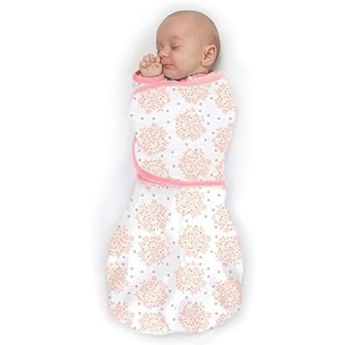 SwaddleDesigns 6-Way Omni Swaddle Sack for Newborn with Wrap & Arms Up Sleeves & Mitten Cuffs, Easy Swaddle Transition, Better Sleep for Baby Boys & Baby Girls, Heavenly Floral, Small, 0-3 Months