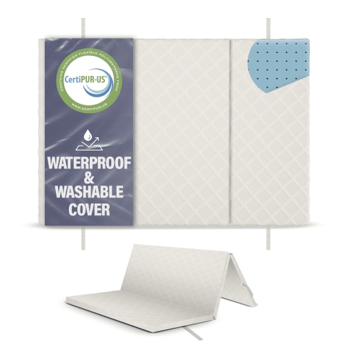 Sleepah Pack and Play Mattress Waterproof & Washable Cover Foldable Tri-Fold Pad 38 x 26 x 1" Pad for Babies and Toddlers Play Yards Mattresses Fits Most Playpens