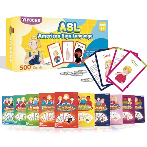 ASL Flash Cards - 500 American Sign Language FlashCards for Beginners and Toddlers, Kids, Teens and Adults Include Verbs, Nouns, Sight Words