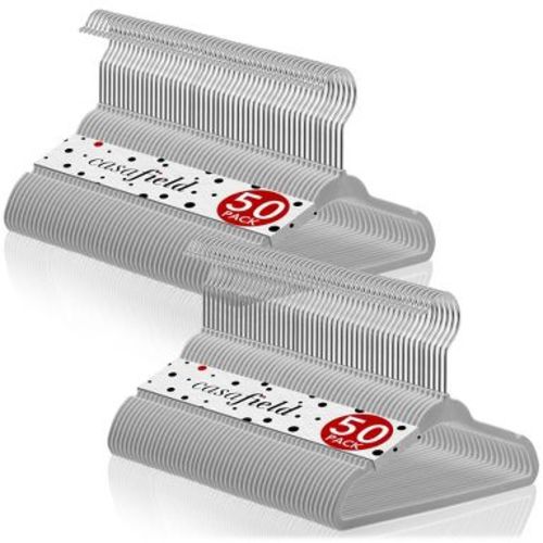 Casafield 11" Velvet Baby Hangers for Infant & Toddler Clothes, Gray - Set of 100