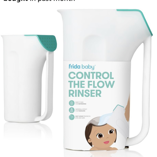 Frida Baby Control The Flow Bath Rinse Cup, Tear Free Rinser to Wash Hair and Body with Easy Grip Handle and Removable Rain Shower, Made in USA