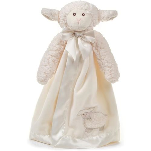 Bearington Baby Lamby Snuggler - 15 Inch White Lamb Plush Stuffed Animal Security Blanket Lovey for Babies, Baptism Gifts for Boys and Girls - Baptism Lamb Stuffed Animal