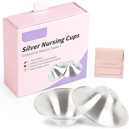 Pure 925 Silver Nipple Shields for Breastfeeding - Gentle Protection Nursing Cups for Newborns & Moms, Regular Size