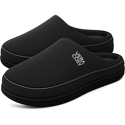 VeraCosy Men's Moccasin Slippers Comfy Soft Durable Slip-on Indoor Memory Foam House Shoes