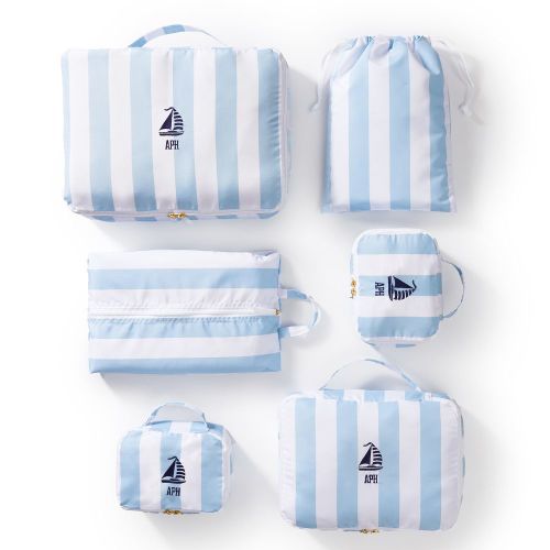 Cabana Stripe Packing Cube Set - Sky Blue/White
